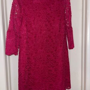 Cynthia Steffe Fuchsia Lace Long Sleeve Shift Dress